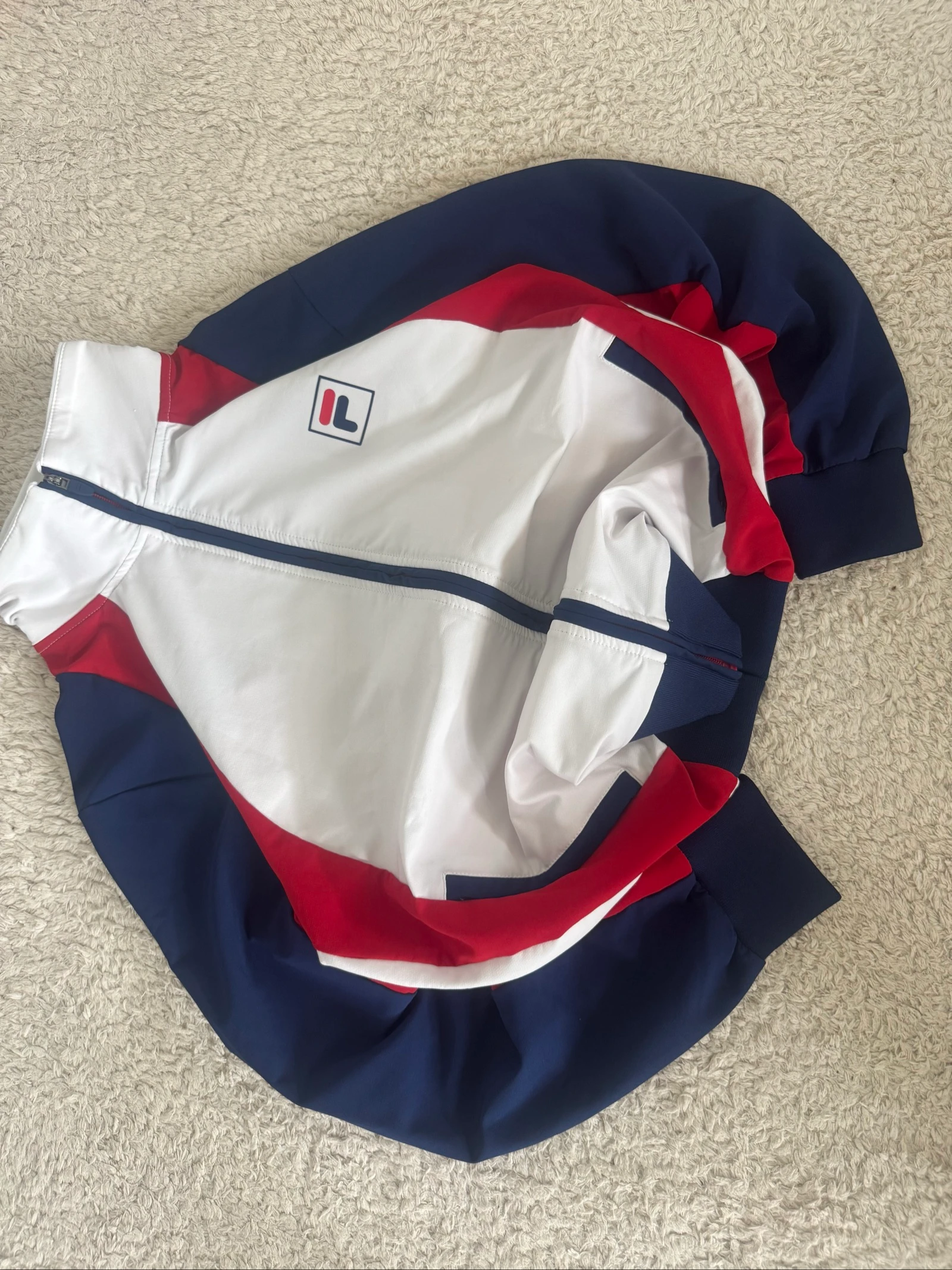 FILA Jaqueta de Treino com Zíper Branca Vermelha Azul Jaqueta Esportiva Y2K Retro Streetwear S – photo 3